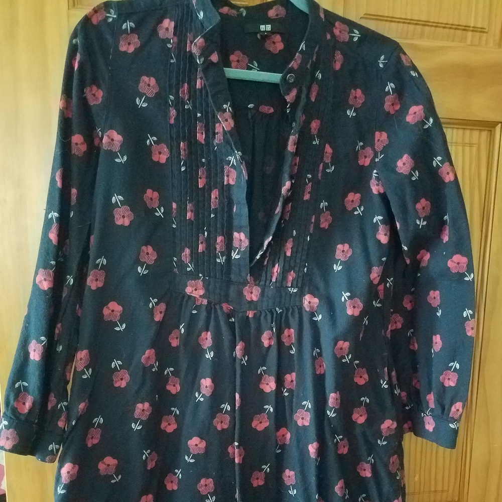UNIQLO Japan Flannel Long Sleeve Shirt Dress